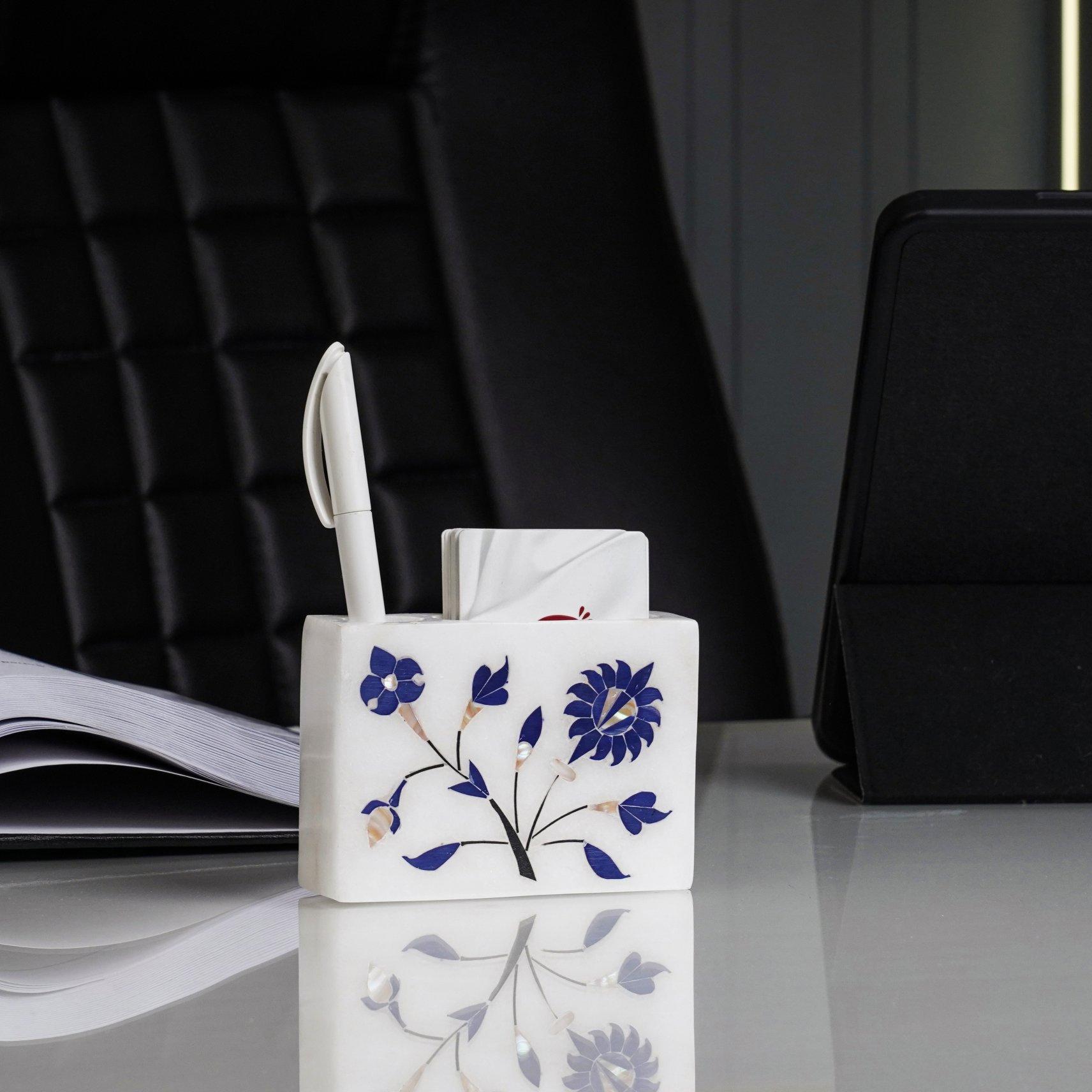Marble Card Holder with Pen Stand