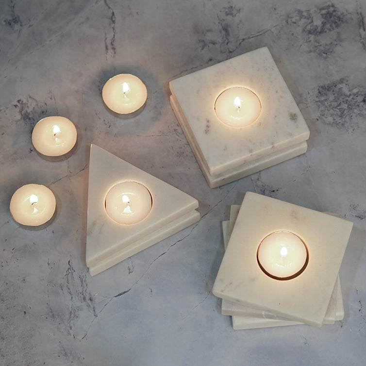 Candle Holders – Handcrafted Geometric Marble Candle Holders | Modern Luxe Home Decor (Set of 3) - LuvihCreteLuxury Marble Candle Holders – Elegant Geometric Design for Stylish Interiors