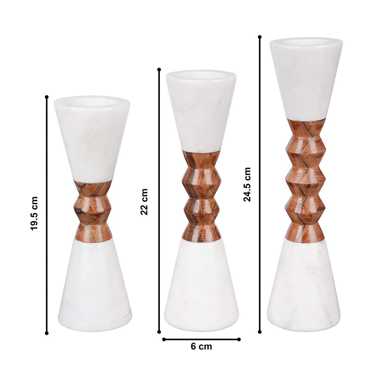 Candle Holders – Marble & Wood Tall Candle Holders | Modern Luxe Decor (Set of 3) - LuvihCreteModern Tall Candle Holders – Premium Marble & Wood Design for Stylish Home Decor
