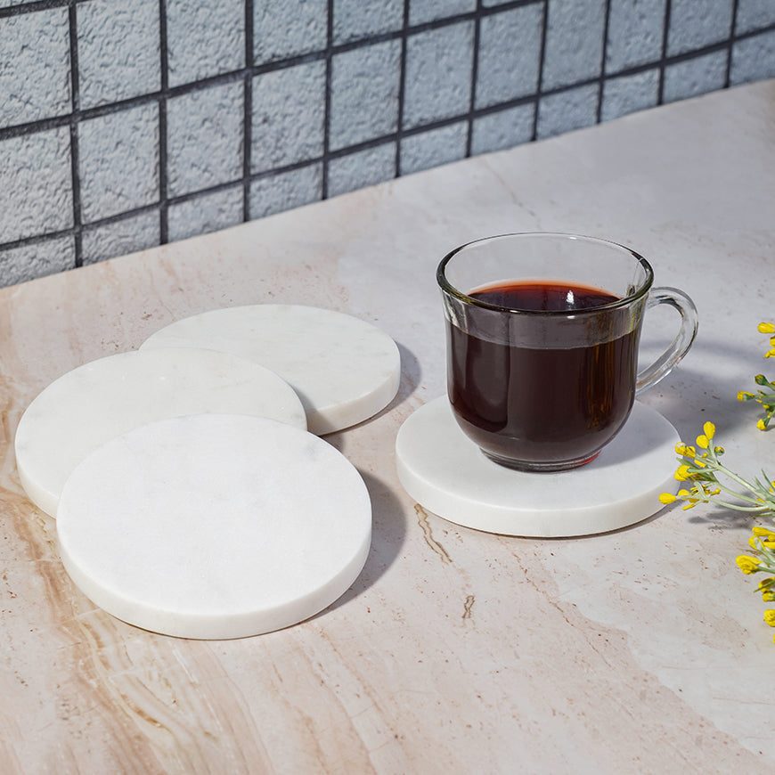 Elegant Round Marble Coasters – Luxury Drink & Table Decor - LuvihCreteRound Marble Coasters ( Coaster Set - Table Decor )