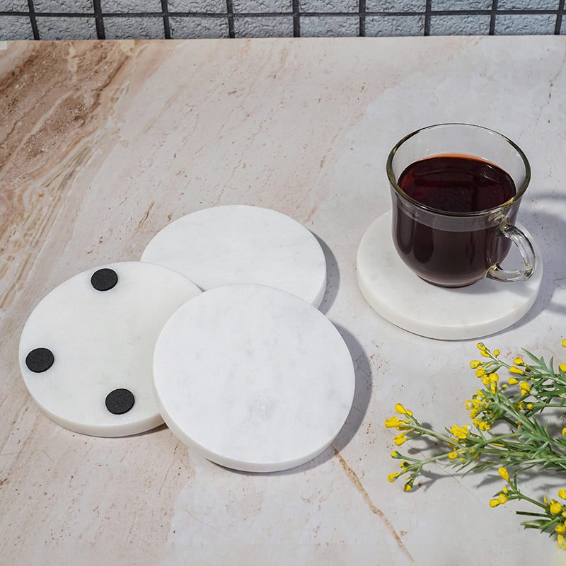 Elegant Round Marble Coasters – Luxury Drink & Table Decor - LuvihCreteRound Marble Coasters ( Coaster Set - Table Decor )