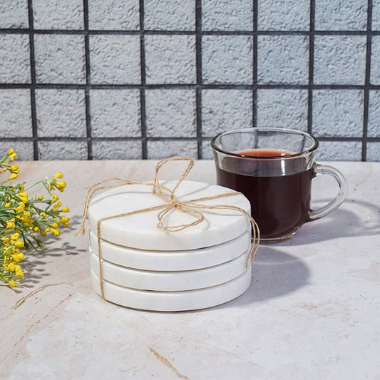 Elegant Round Marble Coasters – Luxury Drink & Table Decor - LuvihCreteRound Marble Coasters ( Coaster Set - Table Decor )