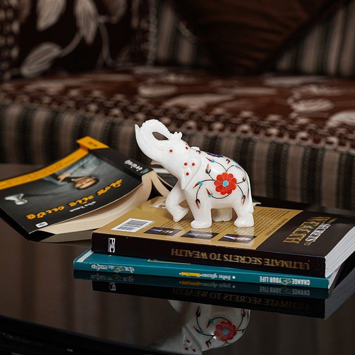 handcrafted Pacchikari Marble Elephant (Decorative statue)