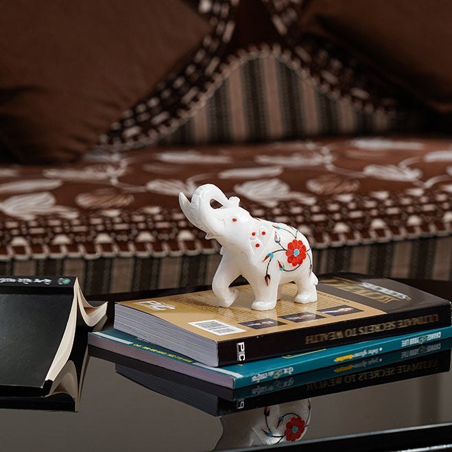 handcrafted Pacchikari Marble Elephant (Decorative statue)