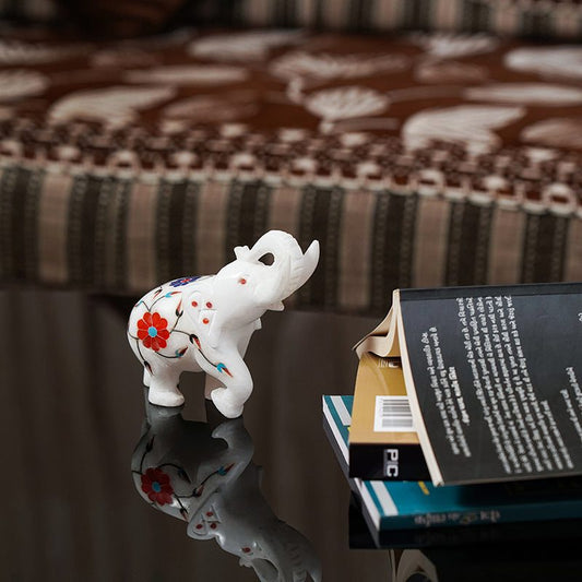 handcrafted Pacchikari Marble Elephant (Decorative statue)
