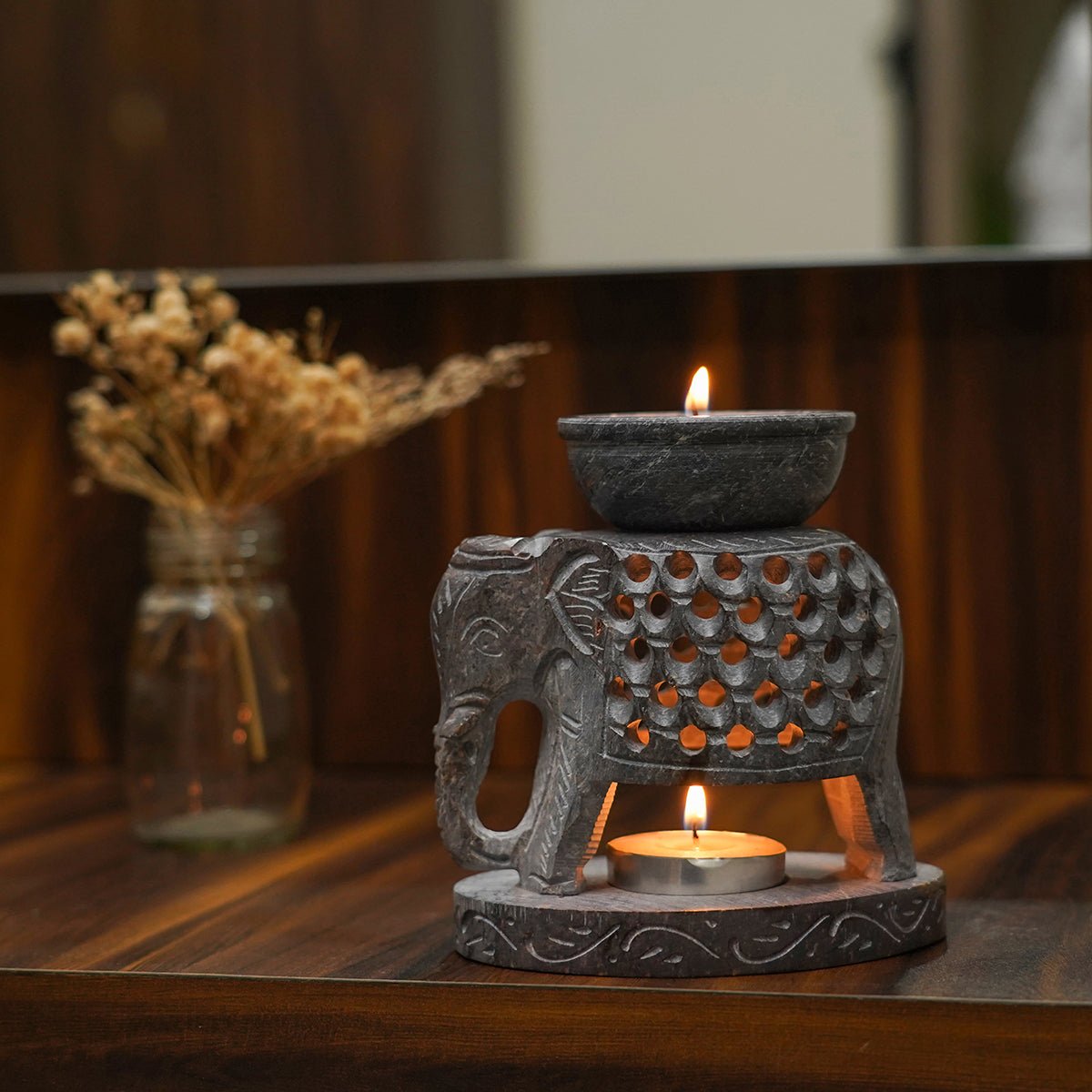 Handcrafted Stone Elephant Aroma Lamp – Elegant & Soothing Home Decor (diffuser) - LuvihCreteLuxury Stone Elephant Aroma Diffuser – Handcrafted Home Fragrance Decor