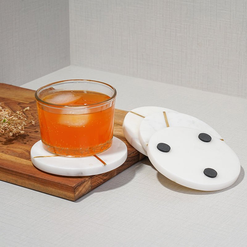 Luxury Round Marble Coasters with Brass Inlay – Elegant Table Decor - LuvihCreteLuxury Round Marble Coasters with Brass Inlay – Elegant Table Decor - LuvihCrete