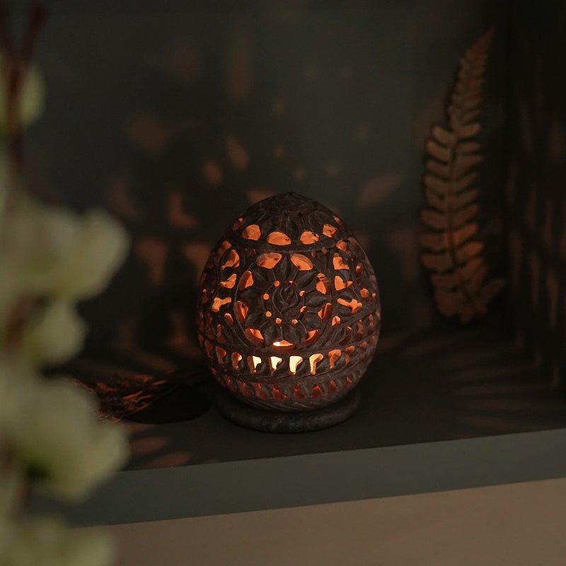 Soapstone Tealight Candle Holder – Handcrafted Decorative Accent - LuvihCrete"Elegant Tealight Candle Holder – Perfect for Home & Meditation"