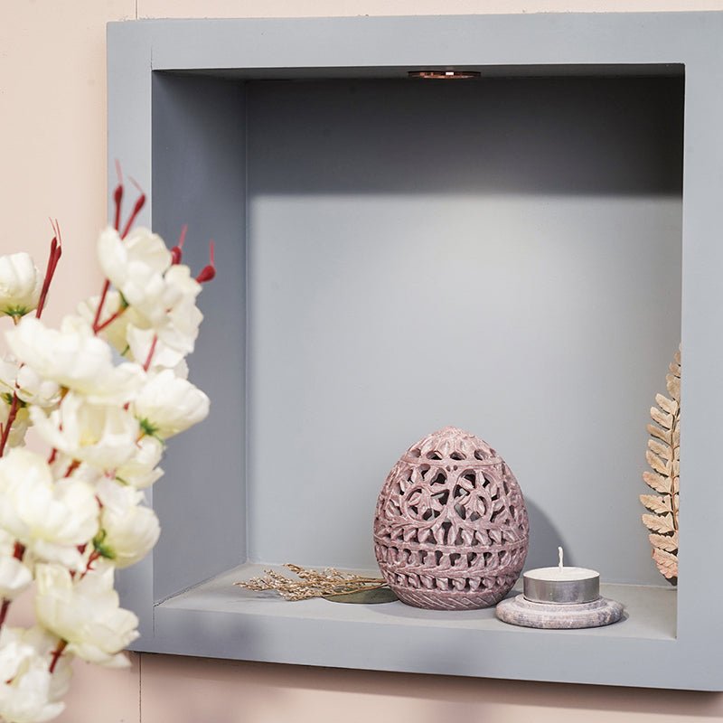 Soapstone Tealight Candle Holder – Handcrafted Decorative Accent - LuvihCrete"Handmade Tealight Candle Holder – Unique Stone Candle Decor"