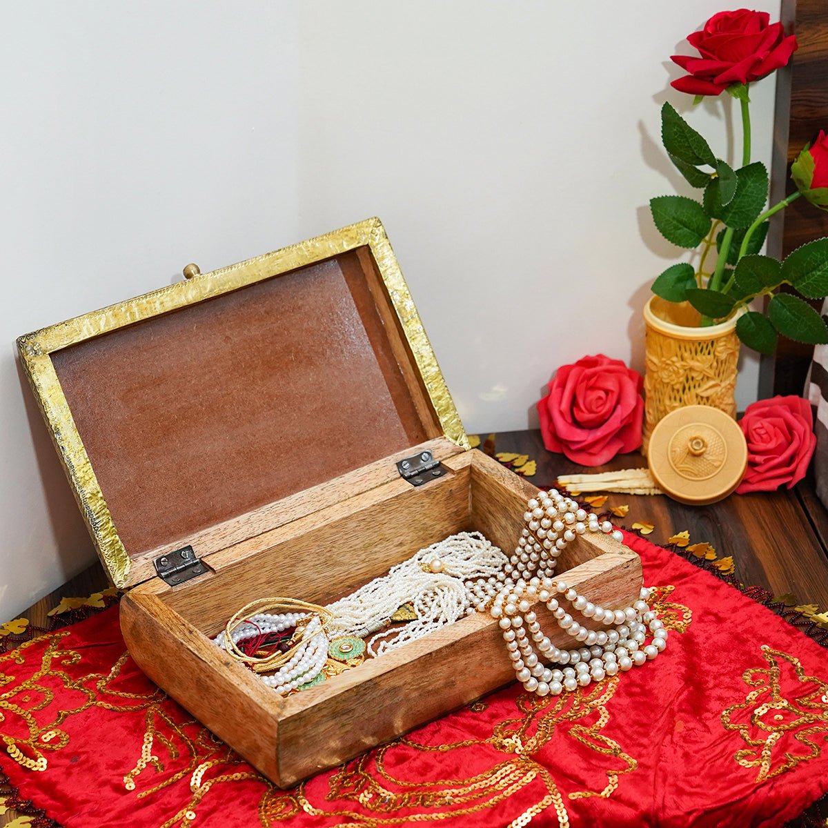 Wooden Box – Handicraft Decorative Artisan Storage & Home Accent - LuvihCreteHandmade Wooden Box – Elegant Keepsake Storage for Jewelry & Valuables