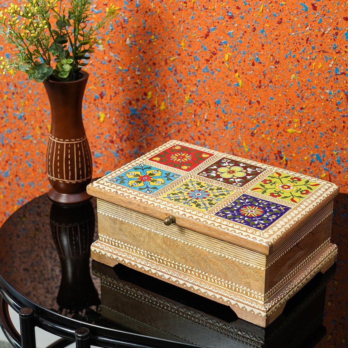 Wooden Jewelry Box – Artistic Tiled Handcrafted Storage & Decor - LuvihCreteLuxury Wooden Jewelry Box – Stylish & Durable Organizer for Home Decor