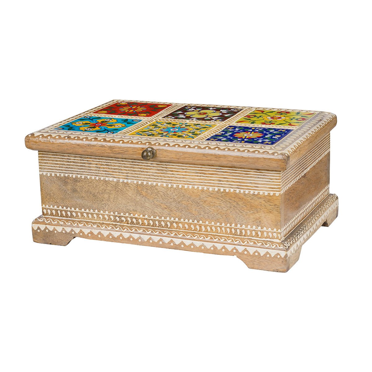 Wooden Jewelry Box – Artistic Tiled Handcrafted Storage & Decor - LuvihCreteHandmade Wooden Jewelry Box – Elegant Artistic Tiled Storage for Keepsakes