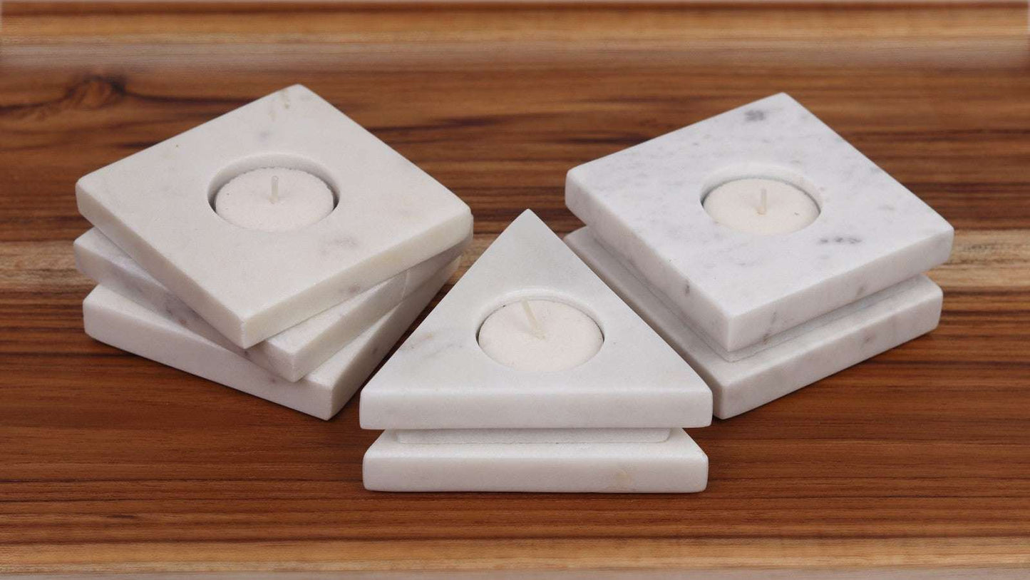 Candle Holders – Handcrafted Geometric Marble Candle Holders | Modern Luxe Home Decor (Set of 3) - LuvihCreteLuxury Marble Candle Holders – Elegant Geometric Design for Stylish Interiors