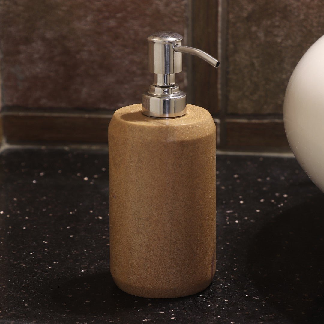 Elegant Yellow Stone Soap Dispenser – Luxury Bathroom Accessory - LuvihCreteElegant Yellow Stone Soap Dispenser – Luxury Bathroom Accessory - LuvihCrete