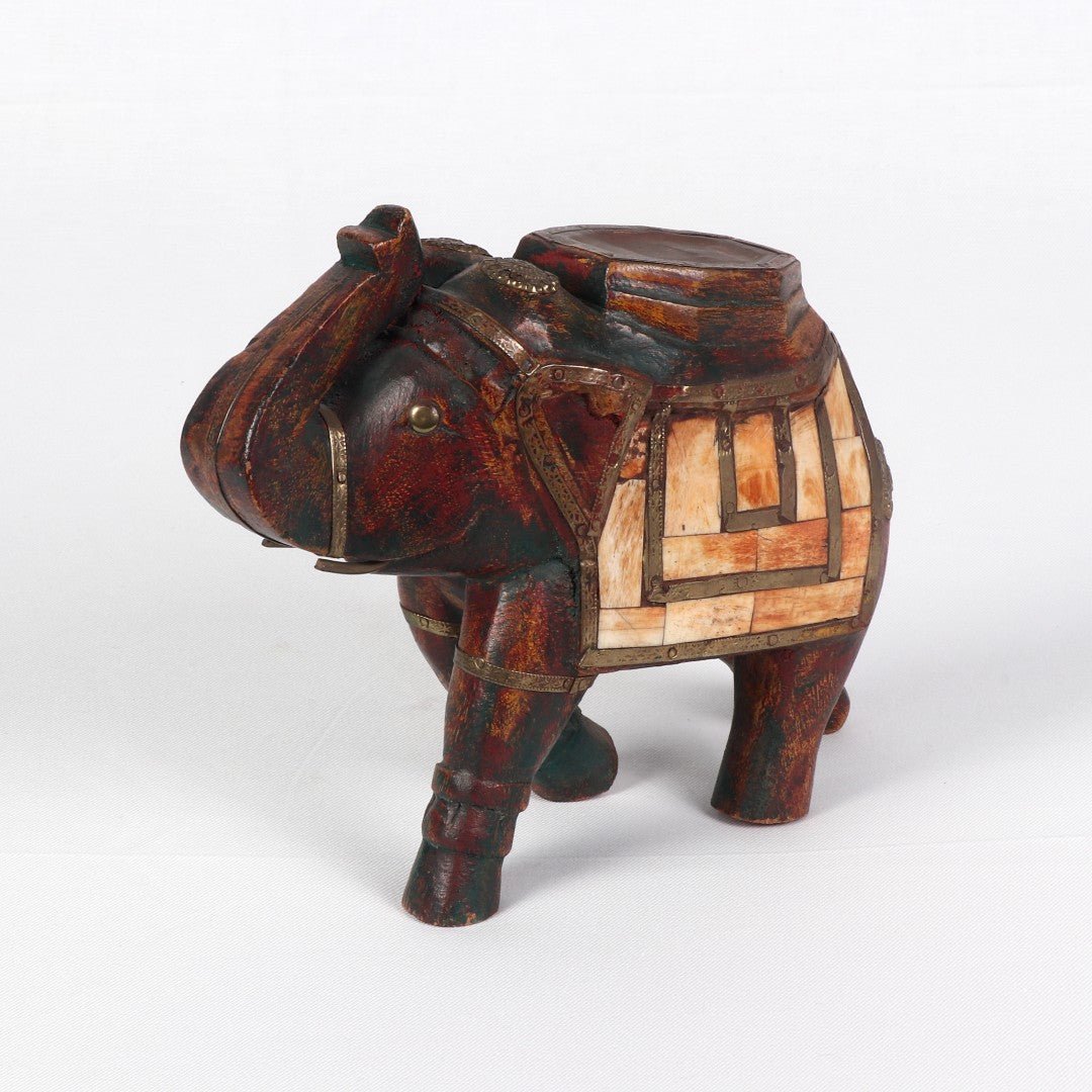 Handcrafted Antique Wooden Elephant – Vintage Decor & Collectible - LuvihCreteAntique Wooden Elephant – Hand - Carved Decorative Figurine
