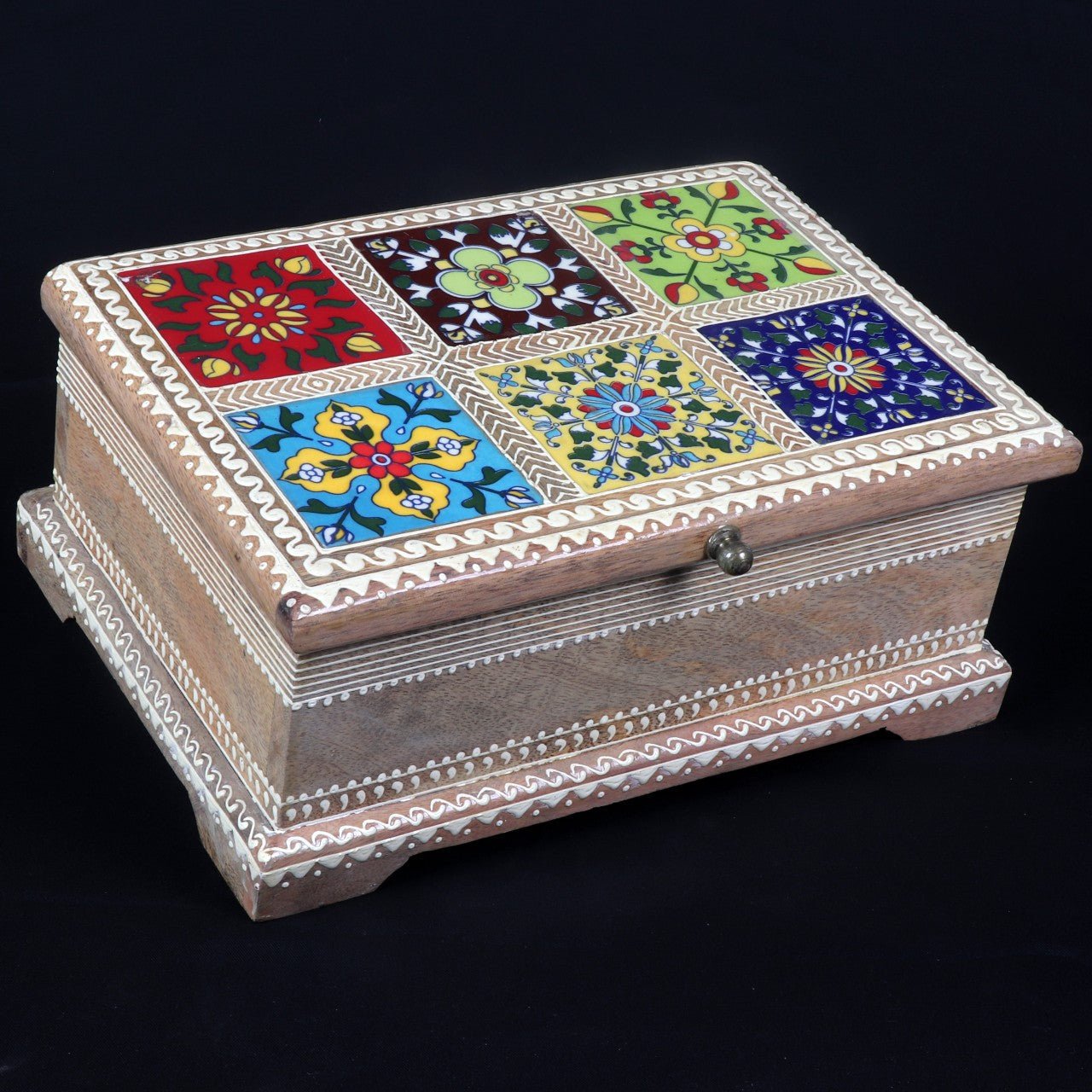Wooden Jewelry Box – Artistic Tiled Handcrafted Storage & Decor - LuvihCreteWooden Jewelry Box – Artistic Tiled Handcrafted Storage & Decorative Organizer