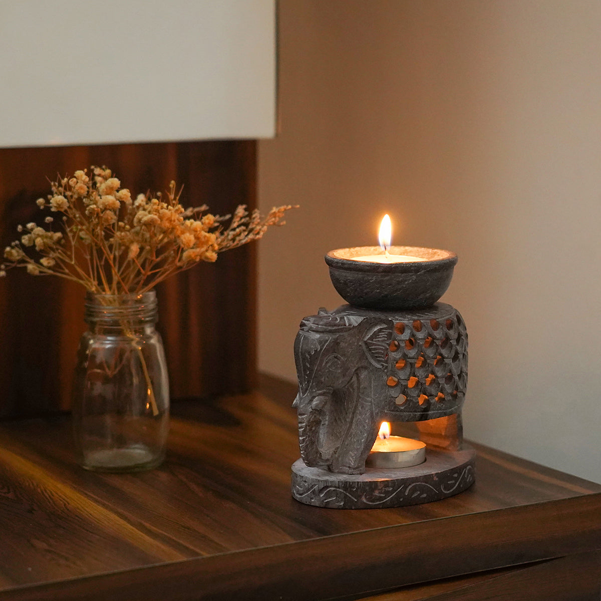 Decorative Stone Elephant Aroma Lamp