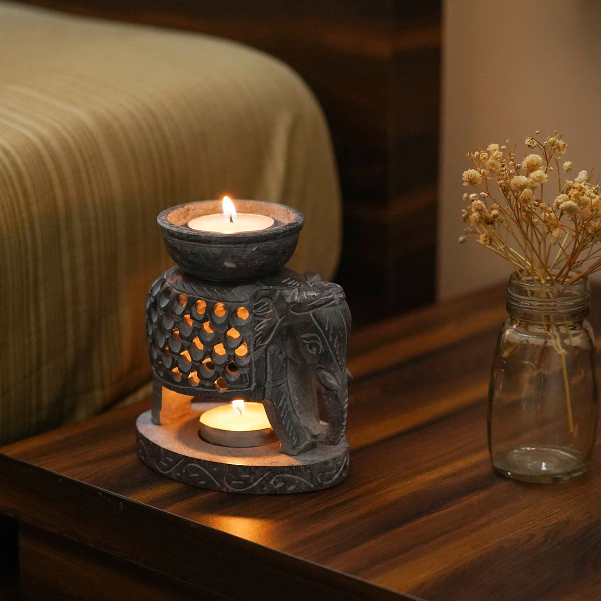 Decorative Stone Elephant Aroma Lamp