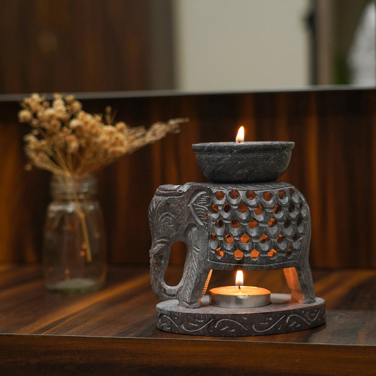 Decorative Stone Elephant Aroma Lamp