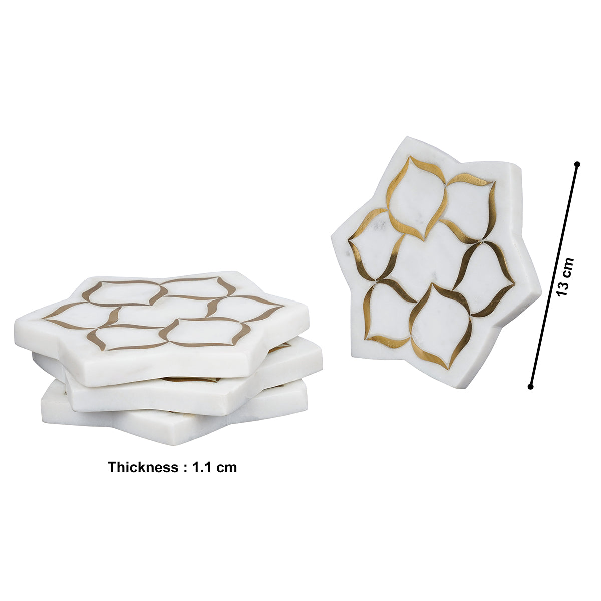 Marble Coasters - Flower shape with brass inlay