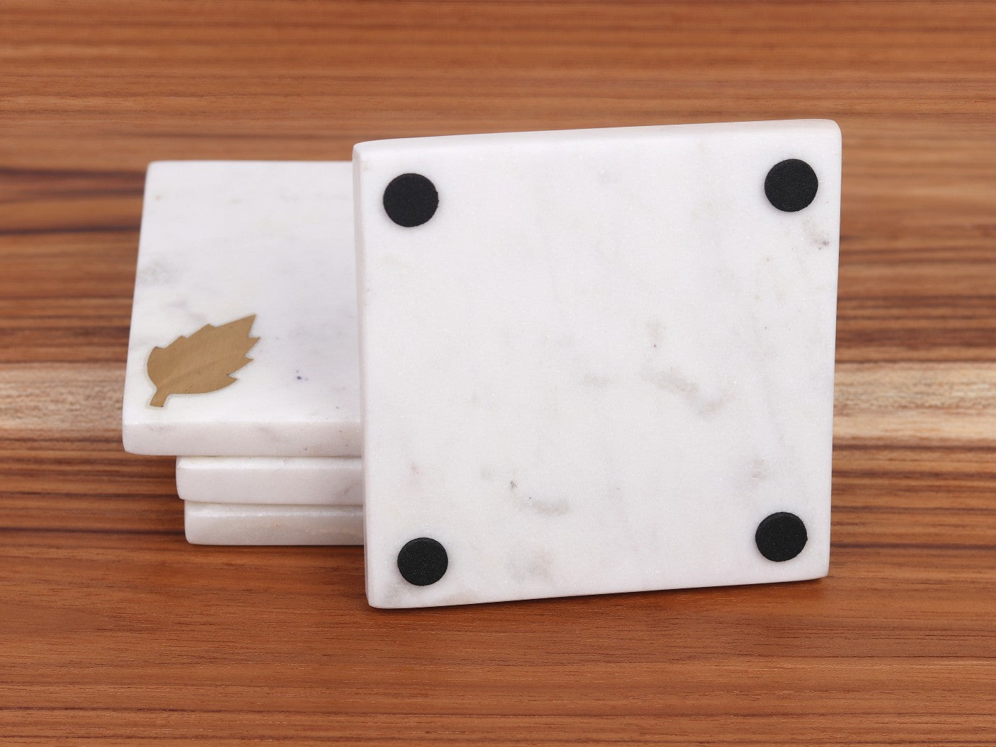 Marble Coasters - Brass Inlay - AL-RAKHAM FURNITURE, INTERIOR, DECOR STORE