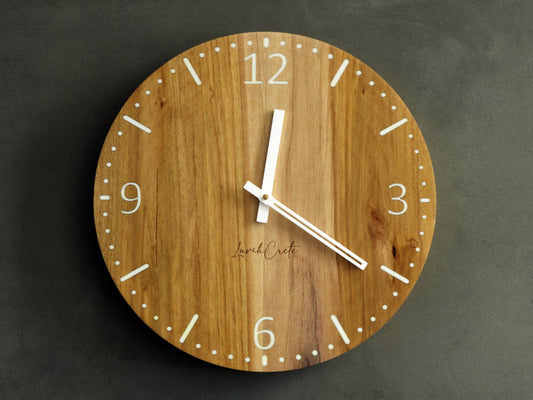 Teak Wood Wall Clock – Handcrafted Minimalist Timepiece - LuvihCreteElegant Teak Wood Wall Clock – Handcrafted Minimalist Timepiece - LuvihCrete